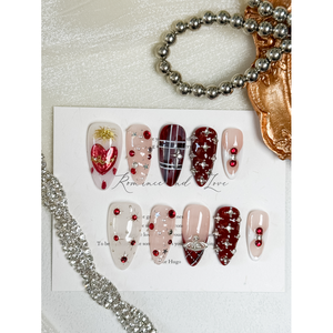 Crimson Love Heirloom – Faux ongles à presser élégants pour femmes - Product Image 4