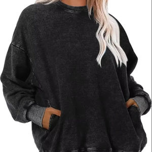 Nouveauté 2025 – Sweat-shirt décontracté pour femme, personnalisé, délavé à l'acide, idéal pour l'hiver, avec logo frontal – Prix de gros - Product Image 1