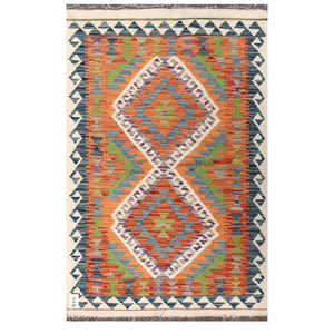 Alfombra Kilim de Maimana, Afganistán, 129 x 82 cm, Decoración de Pared - Product Image 1