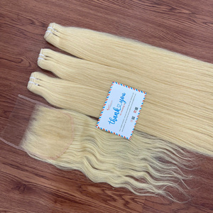 Extensiones de cabello humano Remy doble dibujado 100% trama de máquina de pelo rubio al por mayor cutícula pelo alineado - Product Image 3