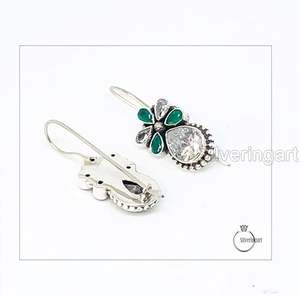 Women's Drop <b>Earring</b> Natural <b>Green</b> Onyx Gemstone December Birthstone Engagement Handmade Jewelry 925 Sterling Silver <b>Earring</b> - Product Image 4