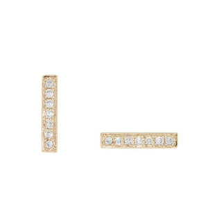 Boucles d'oreilles barre d'or rose, boucles d'oreilles diamant, boucles d'oreilles en forme de barre, boucles d'oreilles barre de diamant - Product Image 3