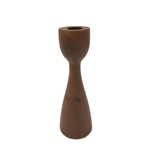 Bougeoir conique en bois décoratif unique brun fini pour la maison mariage noël éclairage de table décor fait à la main en vrac - Product Image 1