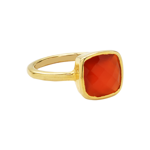 Venta al por mayor 925 plata esterlina hecho a mano piedra anillo 10mm cojín cornalina con bisel ajuste Collet conjunto joyería - Product Image 2