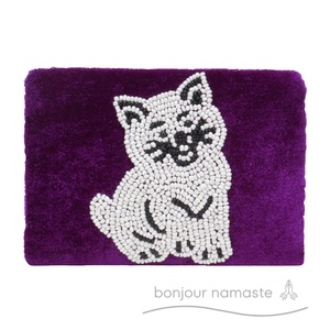 Portamonete con gattino con perline fatto a mano | Stravagante gatto Design moderno e elegante accessorio artigianale artigianale indiano guidato da donna - Product Image 2