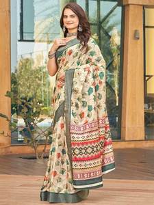 Sari de diseñador con arte geométrico impreso digital - Product Image 3