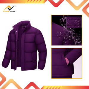 Manteau d'hiver pour hommes résistant à l'eau coupe-vent veste isolée fermeture à glissière conception chaude bouffante motif solide technique de teinture unie - Product Image 3