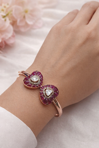 Brazalete de Plata de Ley 925 en Forma de Corazón, Hecho a Mano, en Oro Rosa, para Mujer, Regalo - Product Image 3