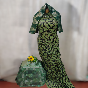 Robe Maqbal Dirac en velours somalien 100% soie, tissée, imprimée, écologique, pour filles, en sergé uni, jacquard, à effet slub, à motifs feuillagés, pour mariage et usage décontracté - Product Image 1