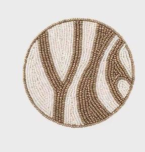 Best Selling Round Jute <b>Beaded</b> <b>Placemat</b> Coaster Pad for Dining and Home for Wedding Table Food Dish Placement Accessories - Product Image 5