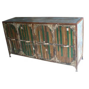 Armoire à buffet en bois pour salon cuisine vaisselle et planches latérales en bois récupéré avec 4 portes, meilleure vente, 2025 - Product Image 4