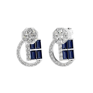 Boucles d'oreilles florales de luxe 950 Platinum Lab Grown Diamond Baguette Cut IGI Certified Trendy Fine Jewelry for Mariages Parties - Product Image 3