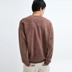 Sudadera al por mayor personalizada para hombre, jersey de punto oversize de algodón con lavado ácido, cuello redondo, estilo vintage, forrada para invierno. - Product Image 2