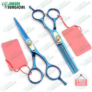 Tijeras de corte de pelo de peluquero de lujo de acero inoxidable alemán con reposapiés fijo y tornillo de lujo CE ISO aprobado - Product Image 4