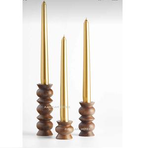 Ensemble de 3 bougeoirs en bois de manguier fabriqués à la main pour la décoration intérieure rustique et l'affichage de table - Product Image 5