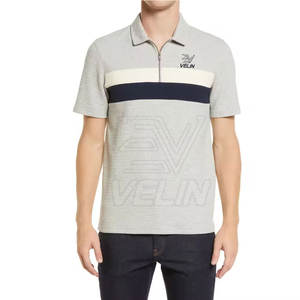 Polo homme slim fit à col zippé, vêtements de sport et décontractés, polo homme zippé tendance - Product Image 1