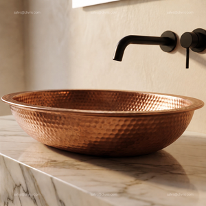 DIVRIS DRC-2009 Lavabo en cuivre fait main, design moderne, finition mate, surface martelée à la main, vasque simple, installation sur comptoir facile - Product Image 5