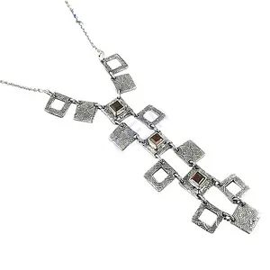 Collar de Cuentas Geométricas de Plata 925 para Mujer, Joyería de Moda - Product Image 1