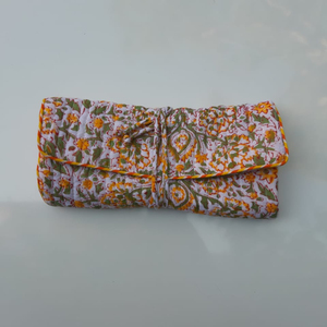 Bolso de algodón con estampado de bloque de mano para mujer, bolsa de joyería con estampado Floral bohemio hecho a mano, bolsa de joyería con cremallera para regalo - Product Image 3