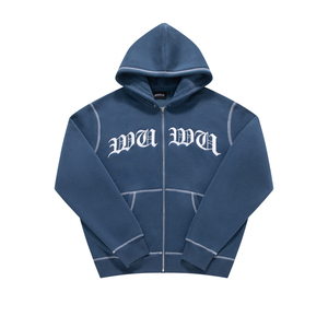Custom High Quality Embroidery Vintage Full Zip up Hoodie Manufacturer Blank Oversized <b>Men's</b> Hoodies - Product Image 5