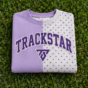 Sudadera de cuello redondo con lunares en lavanda y gris claro para mujer, estilo universitario, larga, Trackstar OEM Private Label - Product Image 6