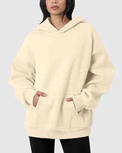 Prix d'usine, sweat-shirts d'hiver surdimensionnés pour femmes, en tricot 100% coton, avec badge imprimé, broderie, écologiques, coupe-vent - Product Image 5