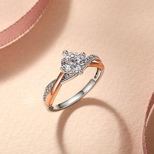 Bague de fiançailles Jeulia Amore en argent sterling plaqué or rose torsadé - Product Image 3