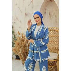 ชุด2ชิ้นลายมาริน่าอินดิโก้ของผู้หญิงฮิญาบผ้าวิสโคส - Product Image 4