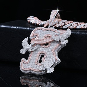 RB GEMS Custom Rose Gold IGI Certified VVS Moissanite Diamond Hip Hop <b>Initial</b> Iced Pendant for Men - Product Image 4