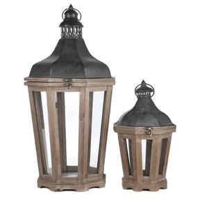 Ensemble de trois lanternes en bois faites à la main de qualité supérieure bougeoirs de créateur de taille personnalisée vente chaude pour Noël - Product Image 3