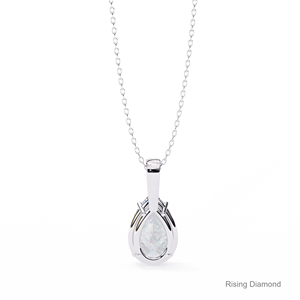 2,0 Ct pera corte laboratorio cultivado diamante punta conjunto solitario colgante/CVD diamante oro blanco colgante/regalo de aniversario para ella - Product Image 4