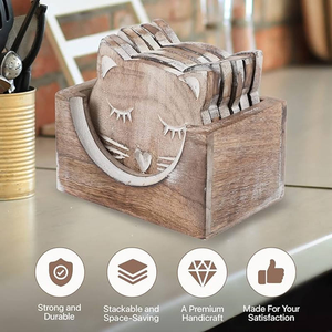 Cadeaux artisanaux en bois, sous-verres en bois personnalisés pour la bière, le café, les jus, les tasses à thé - Product Image 5