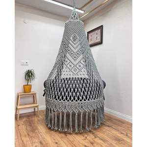 Elegante Silla Colgante de Macramé para Interiores/Exteriores, Hamaca de Jardín para Relajarse en el Patio, Muebles Elegantes para Sala de Estar - Product Image 2