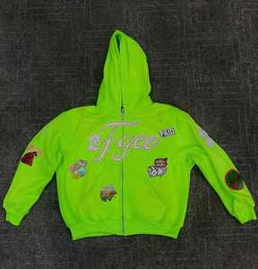 Sudaderas con Capucha Personalizadas para Hombre, 100% Algodón, Impresión Digital, Lavado Ácido, Diseño Extragrande, con Pedrería, 400 Gsm - Product Image 5