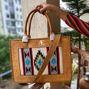 Nouveau véritable fait à la main usiné aztèque en cuir sacs fourre-tout femmes élégant sac à provisions élégant Style Vintage parfait accessoire sacs en cuir - Product Image 1