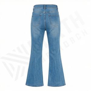 Jeans Rectos de Cintura Media para Mujer, Personalizados, de Mezclilla Elástica, con Cierre de Botones, Lavado Arena, Casuales, de Secado Rápido, Premium y a la Moda - Product Image 2