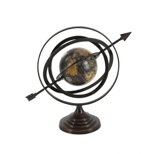 ต่างหูทรงกลมอะลูมิเนียมสีดำทรงกลมตกแต่งสไตล์อุตสาหกรรมเข็มทิศโลหะลูกโลกของตกแต่งสำนักงานบ้าน - Product Image 2