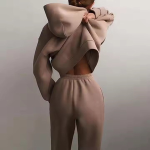 Ensemble de survêtement d'hiver 2025 pour homme – Couleur unie, pantalon de sport en polaire 100 % polyester, séchage rapide, respirant, avec cordon de serrage - Product Image 3