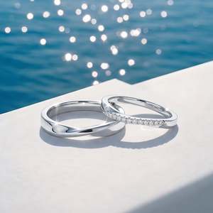 Jeulia Rhodium Plated Sterling Silver Twisted <b>Couple</b> <b>Ring</b> <b>Set</b> for Romantic Engagement - Product Image 4