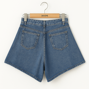 Pantalones cortos de mezclilla de pierna recta de cintura alta retro para mujer, con piernas largas, sueltos y versátiles, de alta calidad - Product Image 2