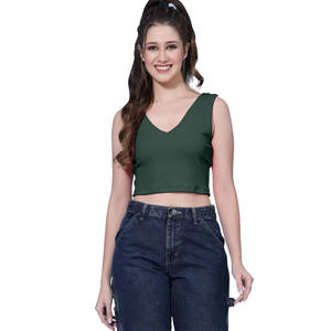 Nuevo superventas liso simple modesto logotipo personalizado mujeres Crop Top camisas cómodo lavado a mano 100% algodón Crop Top para mujer - Product Image 1