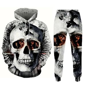 เสื้อสเวตเตอร์แบบสวมหัวพิมพ์ลายคนชั่วร้ายแบบสองชิ้นสไตล์ย้อนยุคแนวสตรีทสำหรับผู้ชายสำหรับฤดูใบไม้ร่วง/ฤดูหนาว3D - Product Image 1