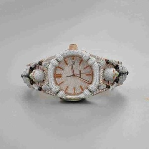 นาฬิกาข้อมือผู้ชายดีไซน์หัวกะโหลกฮิปฮอปสุดเท่ ประดับเพชรแล็บโกรว์ทรงกลมเจียระไนแบบบริลเลียนท์ ความใสระดับ VVS  พร้อมระบบกลไก - Product Image 1