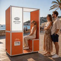 Machine de photomaton modulaire en bois et acier inoxydable, kiosque photomaton en libre-service, caméra, montage facile, emballage plat, économie de fret