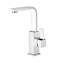Robinet de salle de bain élégant à un seul trou, fabriqué en Italie à 100 %, avec cartouche en laiton de haute qualité et corps en acier inoxydable, pour la vente au détail et l'exportation
