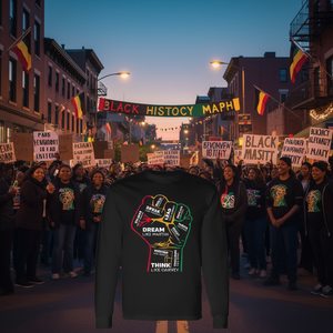 T-shirt a maniche lunghe con pugno motivazionale per i leader, prodotto promozionale per il Black History Month - Product Image 3