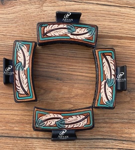 Vente chaude Western élégant usiné à la main en cuir pince à cheveux personnalisé en cuir véritable griffe cheveux accessoires pour les femmes - Product Image 1