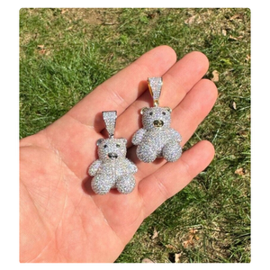 Colgante de oso de peluche Colgante de moissanita de Plata de Ley 925 sólida Hermoso colgante personalizado - Product Image 2