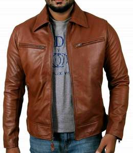 Chaqueta de Invierno de Cuero Genuino para Hombre de Alta Calidad, Transpirable, Resistente al Viento, Manga Larga, Cuello Alto con Cremallera, Ropa Exterior de Alta Visibilidad - Product Image 2