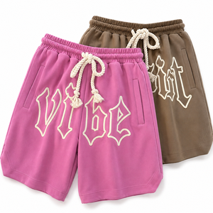 Pantalones Cortos Casuales Holgados de Felpa Francesa 100% Algodón para Hombre, Personalizados, con Logotipo de Flor en Relieve 3D en la Parte Delantera, Transpirables - Product Image 2
